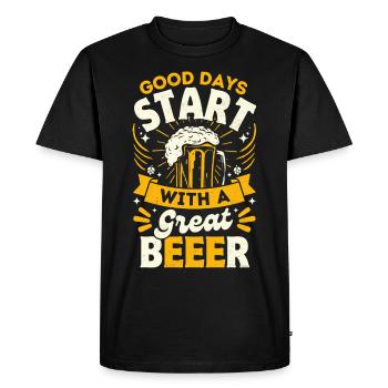 Good days start with a great beeer - T-shirt Premium bio Homme - noir - Devant - Nico (187cm)