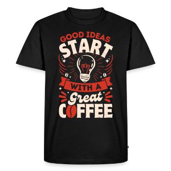 Good ideas start with a good coffee- Red - Men's Premium Organic T-Shirt - black - Front - Nico (187cm)