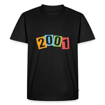 Born in 2001 – Birthday with big colorful numbers - Men's Premium Organic T-Shirt - black - Front - Nico (187cm)
