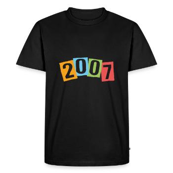 Born in 2007 – Birthday with big colorful numbers - Men's Premium Organic T-Shirt - black - Front - Nico (187cm)