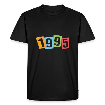 Born in 1995 – Birthday with big colorful numbers - Men's Premium Organic T-Shirt - black - Front - Nico (187cm)