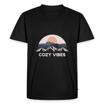 Autumn funny quote Cosy vibes blue-green brave - Men's Premium Organic T-Shirt - black - Front - Nico (187cm)