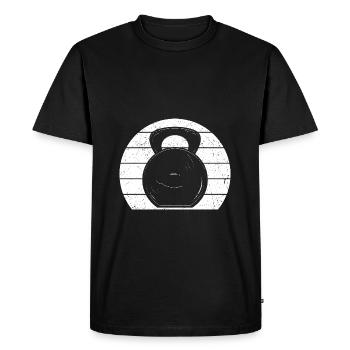 Powerlifting Bodybuilder Bells Retro - Men's Premium Organic T-Shirt - black - Front - Nico (187cm)