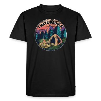Je déteste les gens en détresse vintage rétro déteste les haineux - T-shirt Premium bio Homme - noir - Devant - Nico (187cm)