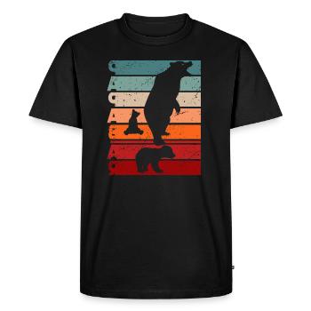Papa bear dad bear father's day retro vintage animals - Men's Premium Organic T-Shirt - black - Front - Nico (187cm)