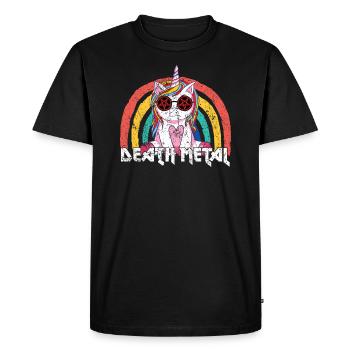 death metal Sweet / Grim Unicorn Rainbow - Men's Premium Organic T-Shirt - black - Front - Nico (187cm)