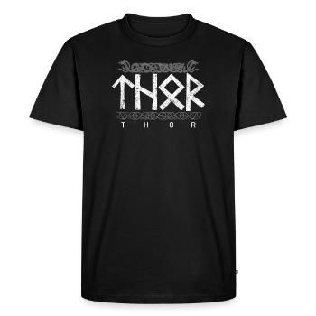 Thor Runes Runic Script Father's Day Middle Ages - Men's Premium Organic T-Shirt - black - Front - Nico (187cm)
