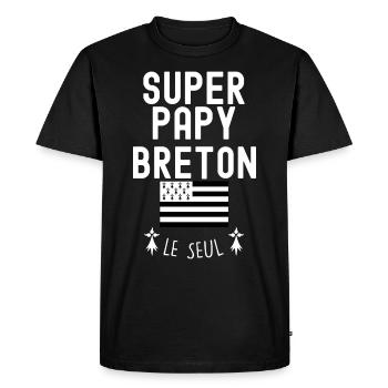 super papy breton humour - T-shirt Premium bio Homme - noir - Devant - Nico (187cm)