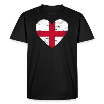 England Flag Heart - Men's Premium Organic T-Shirt - black - Front - Nico (187cm)