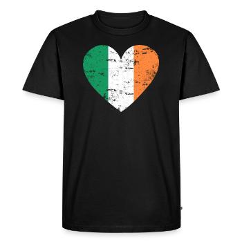Ireland Flag Heart - Men's Premium Organic T-Shirt - black - Front - Nico (187cm)