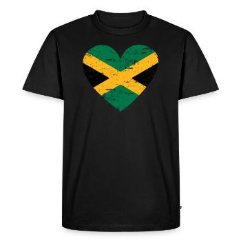 Cœur de drapeau de la Jamaïque - T-shirt Premium bio Homme - noir - Devant - Nico (187cm)