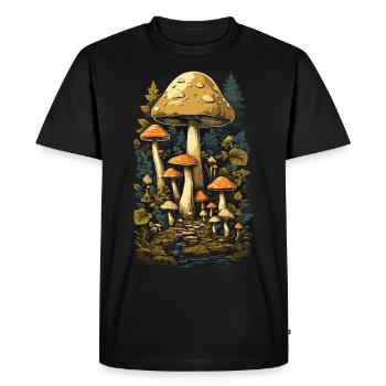 Retro Mushrooms Vintage Collectible Mushroom Design - T-shirt Premium bio Homme - noir - Devant - Nico (187cm)