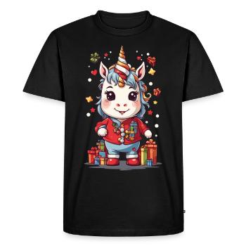 Licorne de Noël magique Licorne à Noël - T-shirt Premium bio Homme - noir - Devant - Nico (187cm)