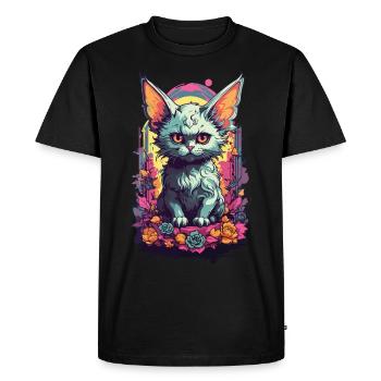 Gothic Demon Cat in Pastel Mystic Design - Men's Premium Organic T-Shirt - black - Front - Nico (187cm)
