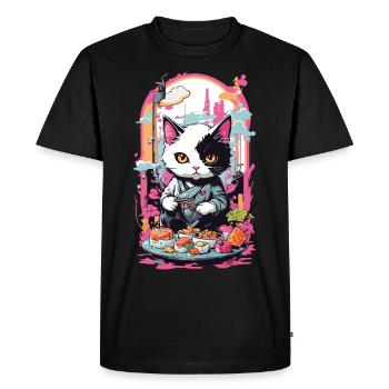 Kawaii Sushi Cat Pastel Goth Style Japon - T-shirt Premium bio Homme - noir - Devant - Nico (187cm)