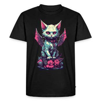 Goth Cat Vampire Demons Aesthetic - Men's Premium Organic T-Shirt - black - Front - Nico (187cm)