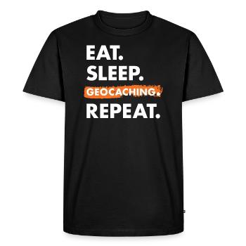 Geocacher Manger Dormir Géocaching - T-shirt Premium bio Homme - noir - Devant - Nico (187cm)