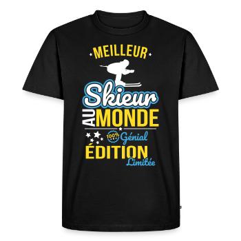 World's Best Skier - 100% Awesome - Men's Premium Organic T-Shirt - black - Front - Nico (187cm)