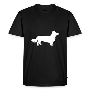 Silhouette cadeau teckel chien Langhaardackel - T-shirt Premium bio Homme - noir - Devant - Nico (187cm)