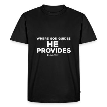 Where God makes a funny quote, He delivers Isaia - Men's Premium Organic T-Shirt - black - Front - Nico (187cm)