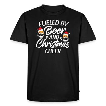 Rempli de bière et de joie de Noël1 - T-shirt Premium bio Homme - noir - Devant - Nico (187cm)