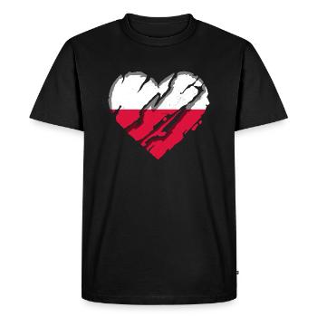 Poland Flag Used Look Polska Polish Flag - Men's Premium Organic T-Shirt - black - Front - Nico (187cm)