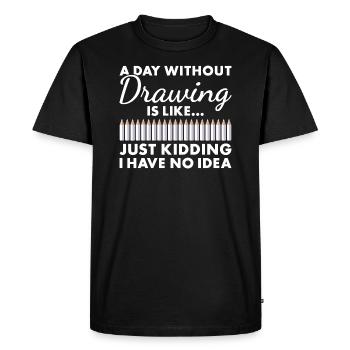 Drawer A Day Without Drawing - Men's Premium Organic T-Shirt - black - Front - Nico (187cm)