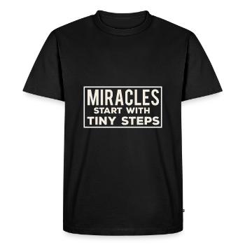 Les miracles commencent par de petits pas de Zi drôle - T-shirt Premium bio Homme - noir - Devant - Nico (187cm)