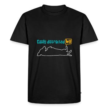 Enthousiaste à propos du teckel, facilement distrait par le teckel. - T-shirt Premium bio Homme - noir - Devant - Nico (187cm)