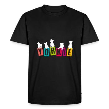 Yorkshire Terrier in silhouettes and letters - Men's Premium Organic T-Shirt - black - Front - Nico (187cm)