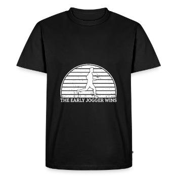 Un marathonien précoce joggeur gagne la course à pied - T-shirt Premium bio Homme - noir - Devant - Nico (187cm)