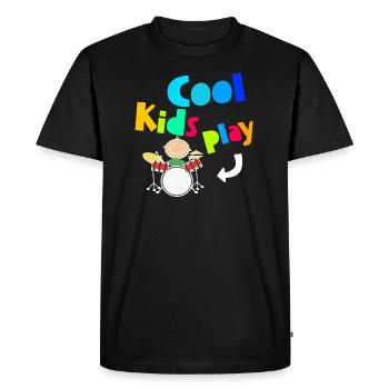 Cool Kids Play Drum Drumsticks Drummer - Men's Premium Organic T-Shirt - black - Front - Nico (187cm)
