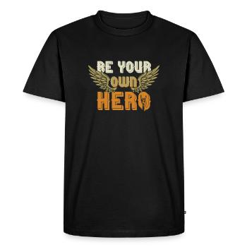 Hero - Men's Premium Organic T-Shirt - black - Front - Nico (187cm)
