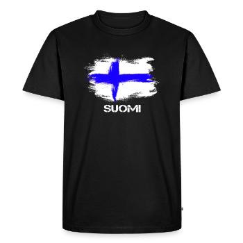 Drapeau Finlande Suomi - T-shirt Premium bio Homme - noir - Devant - Nico (187cm)