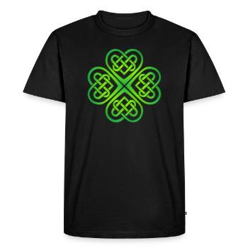 Nodules celtiques, coeur, trèfle, Patricks Day - T-shirt Premium bio Homme - noir - Devant - Nico (187cm)