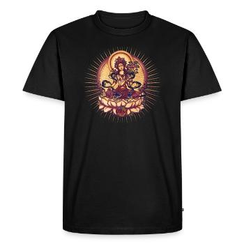 Tara Tibet Bouddhisme Lotus Méditation Yoga Om - T-shirt Premium bio Homme - noir - Devant - Nico (187cm)