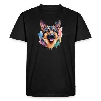 Berger Allemand Chien Cool Coloré Berger Allemand - T-shirt Premium bio Homme - noir - Devant - Nico (187cm)