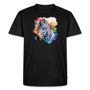 Zèbre cool dans un design coloré - T-shirt Premium bio Homme - noir - Devant - Nico (187cm)