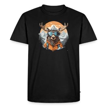 Moose Cool In The Mountains With Sunglasses - Men's Premium Organic T-Shirt - black - Front - Nico (187cm)