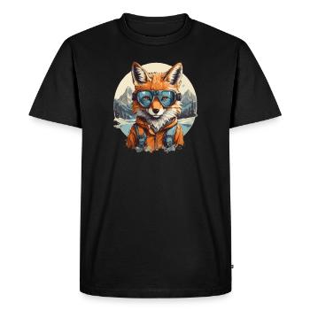renard cool dessin animé dans les montagnes - T-shirt Premium bio Homme - noir - Devant - Nico (187cm)