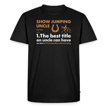 Jumper Oncle Définition Saut d’obstacles - T-shirt Premium bio Homme - noir - Devant - Nico (187cm)