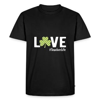 Amour Professeur Drôle Citation Vie Shamrock St. Pat - T-shirt Premium bio Homme - noir - Devant - Nico (187cm)