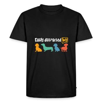Enthousiaste à propos du teckel, facilement distrait par le teckel - T-shirt Premium bio Homme - noir - Devant - Nico (187cm)