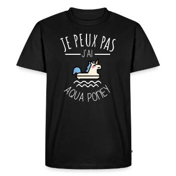 je peux pas j’ai aqua poney humour noël piscine - T-shirt Premium bio Homme - noir - Devant - Nico (187cm)