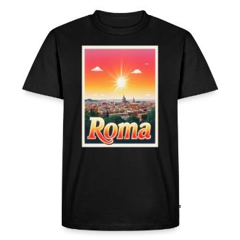 Retroglow Rome – Italie Cityscape Design - T-shirt Premium bio Homme - noir - Devant - Nico (187cm)