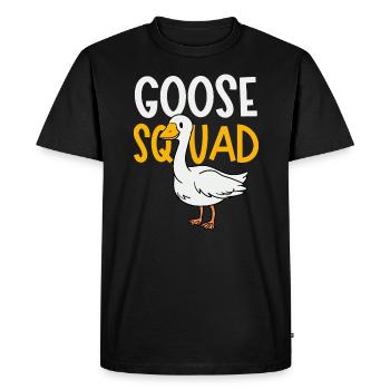 Goose Squad Cute Geese Nature Ironic Quote - Men's Premium Organic T-Shirt - black - Front - Nico (187cm)