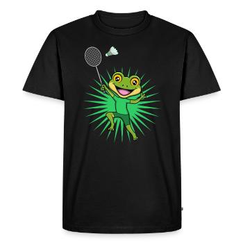 Joueur de badminton Cute Frog Ironic Hobby Sports - T-shirt Premium bio Homme - noir - Devant - Nico (187cm)