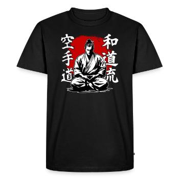 Style d’arts martiaux de karaté samouraï Wado Ryu - T-shirt Premium bio Homme - noir - Devant - Nico (187cm)