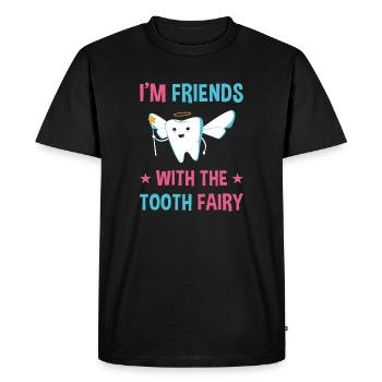 Je suis ami avec l’assistant dentaire de la fée des dents - T-shirt Premium bio Homme - noir - Devant - Nico (187cm)