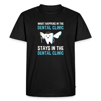 Que se passe-t-il dans l’assistant dentaire de la clinique - T-shirt Premium bio Homme - noir - Devant - Nico (187cm)
